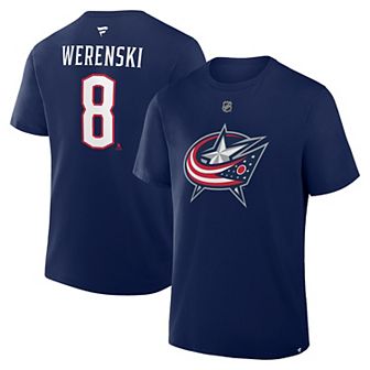 Men's Fanatics Zach Werenski Navy Columbus Blue Jackets Authentic Stack Name & Number T-Shirt