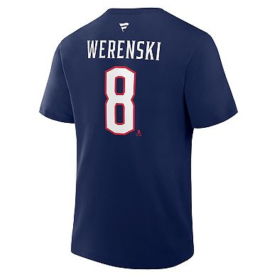 Men's Fanatics Zach Werenski Navy Columbus Blue Jackets Authentic Stack Name & Number T-Shirt