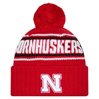 Men's New Era Scarlet Nebraska Huskers Bold Cuffed Knit Hat with Pom