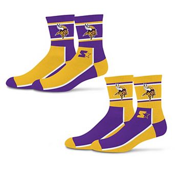 Unisex Starter Purple/Gold Minnesota Vikings Double Color Block 2-Pack Mid-Crew Socks