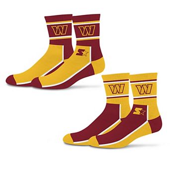 Unisex Starter Burgundy/Gold Washington Commanders Double Color Block 2-Pack Mid-Crew Socks