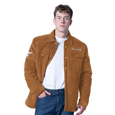 Men's G-III Sports by Carl Banks Tan Chicago Bulls Triumph Corduroy Chainstitch Quilted Full-Snap Jacket