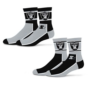 Unisex Starter Black/Silver Las Vegas Raiders Double Color Block 2-Pack Mid-Crew Socks