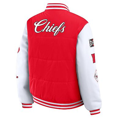 Women's WEAR by Erin Andrews Red Kansas City Chiefs Varsity Full-Snap Puffer Jacket