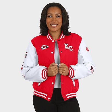 Women's WEAR by Erin Andrews Red Kansas City Chiefs Varsity Full-Snap Puffer Jacket