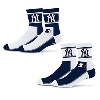 Unisex Starter Navy/White New York Yankees Double Color Block 2-Pack Mid-Crew Socks