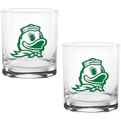 Oregon Ducks Two Pack 14oz. Vault Sketch Rocks Glass Set