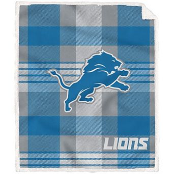 Pegasus Detroit Lions Pegasus 60" x 70" Plaid Steel Royal Plush Sherpa Blanket