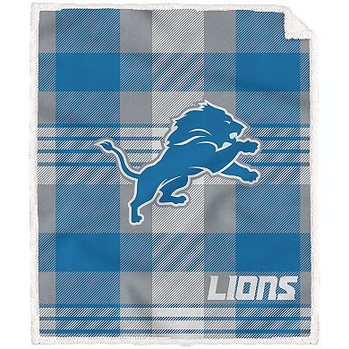 Pegasus Detroit Lions Pegasus 60" x 70" Plaid Steel Royal Plush Sherpa Blanket