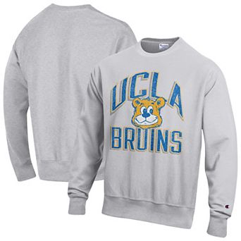 Men's Champion Gray UCLA Bruins Distressed Arch Over Logo Reverse Weave Crew Neck Sweatshirt
