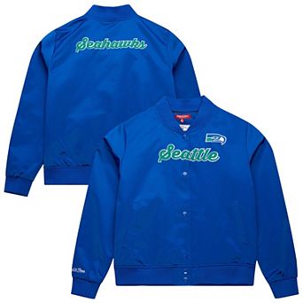 Women's Mitchell & Ness Royal Seattle Seahawks Full-Snap Satin Jacket