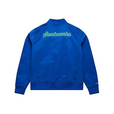 Women's Mitchell & Ness Royal Seattle Seahawks Full-Snap Satin Jacket