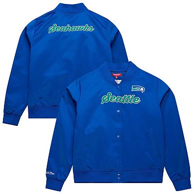 Women's Mitchell & Ness Royal Seattle Seahawks Full-Snap Satin Jacket