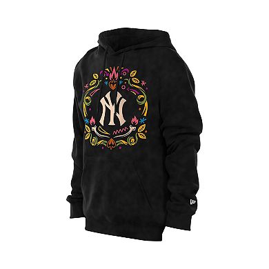 Men's New Era Black New York Yankees Día de los Muertos Brushed Fleece Hoodie