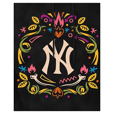 Men's New Era Black New York Yankees Día de los Muertos Brushed Fleece Hoodie