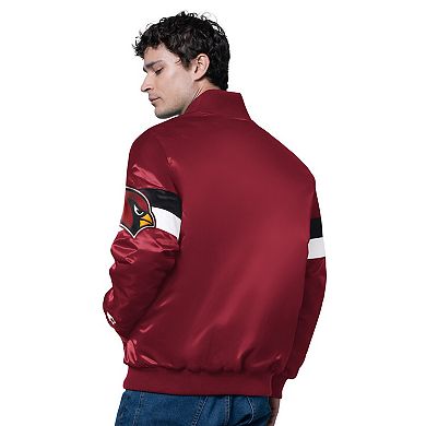 Men's Starter Cardinal Arizona Cardinals Triple Option Satin Varsity Full-Snap Jacket