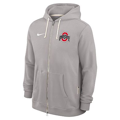 Men's Nike Gray Ohio State Buckeyes 2025 Sideline Standard Issue Dri-FIT Full-Zip Hoodie