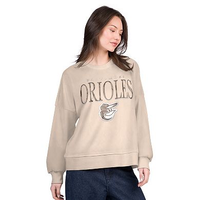 Women's G-III 4Her by Carl Banks Sand Baltimore Orioles Oversized Vet II Sweatshirt