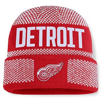 Men's Fanatics Red/White Detroit Red Wings Fundamentals Shelter Cuffed Knit Hat