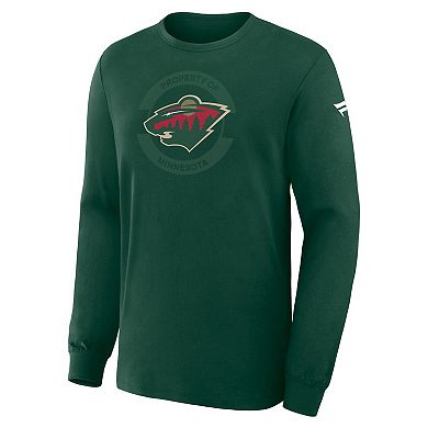 Men's Fanatics Green Minnesota Wild Authentic Pro Property Of Practice Long Sleeve T-Shirt