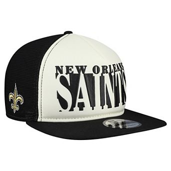 Men's New Era Cream/Black New Orleans Saints Cutout A-Frame 9FIFTY Snapback Hat
