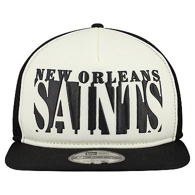 Men's New Era Cream/Black New Orleans Saints Cutout A-Frame 9FIFTY Snapback Hat