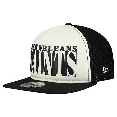 Men's New Era Cream/Black New Orleans Saints Cutout A-Frame 9FIFTY Snapback Hat