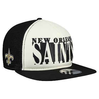 Men's New Era Cream/Black New Orleans Saints Cutout A-Frame 9FIFTY Snapback Hat