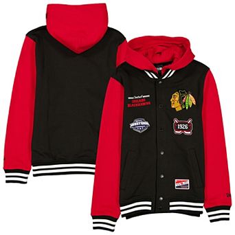Men's New Era Black/Red Chicago Blackhawks Full-Snap Fleece Hoodie Jacket