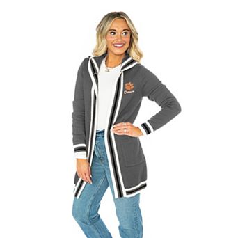 Women's Gameday Couture Gray Clemson Tigers Tri-Blend Rounded Stripe Cardigan