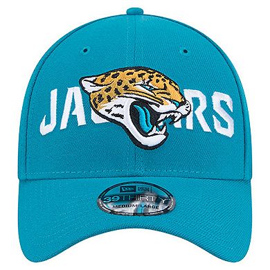 Men's New Era Teal Jacksonville Jaguars Overlap Logo 39THIRTY Stretch Fit Hat