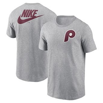 Men's Nike Heather Gray Philadelphia Phillies Cooperstown Collection Large Logo 2-Hit T-Shirt