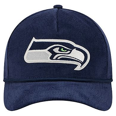 Men's New Era College Navy Seattle Seahawks Cord Corduroy 9FORTY A-Frame Adjustable Hat