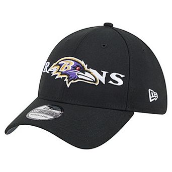 Men's New Era Black Baltimore Ravens Overlap Logo 39THIRTY Stretch Fit Hat