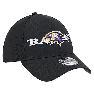 Men's New Era Black Baltimore Ravens Overlap Logo 39THIRTY Stretch Fit Hat