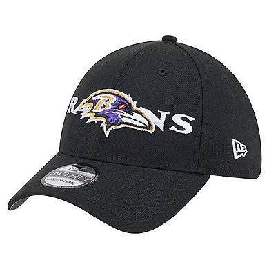 Men's New Era Black Baltimore Ravens Overlap Logo 39THIRTY Stretch Fit Hat