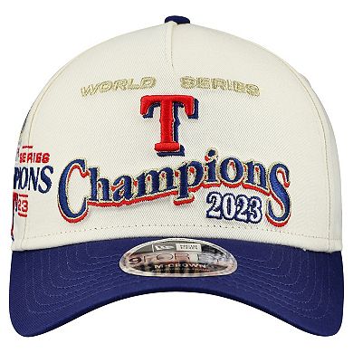 Men's New Era Cream/Royal Texas Rangers World Series 9FORTY M-Crown A-Frame Adjustable Hat