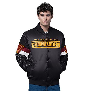 Men's Starter Black Washington Commanders Triple Option Full-Snap Varsity Jacket