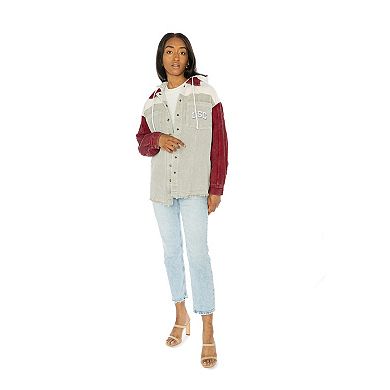 Women's Gameday Couture Cardinal USC Trojans Vintage Wash Corduroy Full-Snap Hooded Shacket