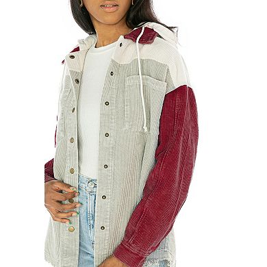 Women's Gameday Couture Cardinal USC Trojans Vintage Wash Corduroy Full-Snap Hooded Shacket