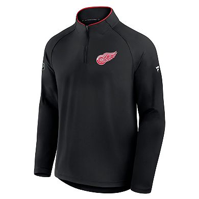 Men's Fanatics Black Detroit Red Wings Authentic Pro Rink Training Quarter-Zip Pullover