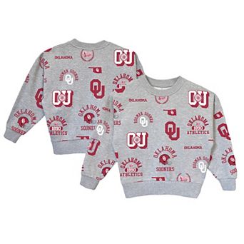 Girls Youth Gameday Couture Gray Oklahoma Sooners Always On Repeat Pullover Sweatshirt