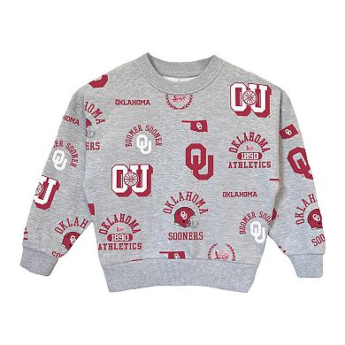 Girls Youth Gameday Couture Gray Oklahoma Sooners Always On Repeat Pullover Sweatshirt