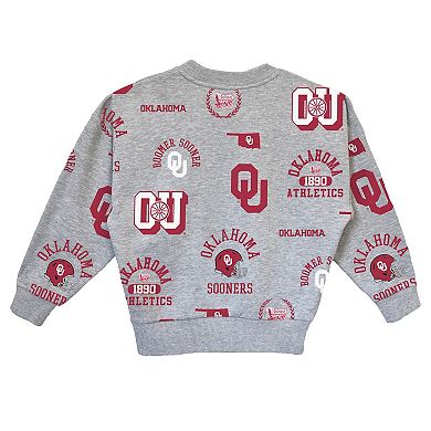 Girls Youth Gameday Couture Gray Oklahoma Sooners Always On Repeat Pullover Sweatshirt