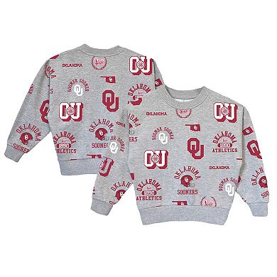 Girls Youth Gameday Couture Gray Oklahoma Sooners Always On Repeat Pullover Sweatshirt