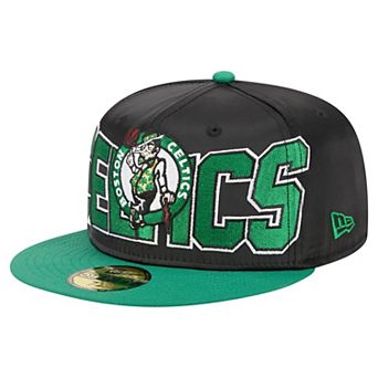 Men's New Era Black/Kelly Green Boston Celtics Satin Two-Tone 59FIFTY Fitted Hat