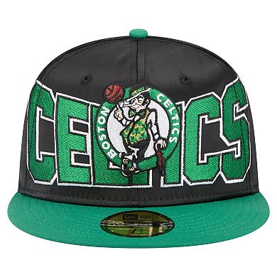 Men's New Era Black/Kelly Green Boston Celtics Satin Two-Tone 59FIFTY Fitted Hat