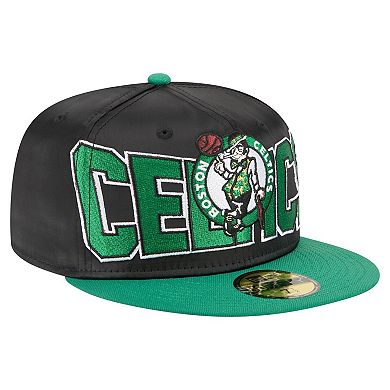 Men's New Era Black/Kelly Green Boston Celtics Satin Two-Tone 59FIFTY Fitted Hat