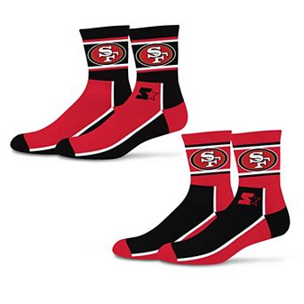 Unisex Starter Black/Scarlet San Francisco 49ers Double Color Block 2-Pack Mid-Crew Socks