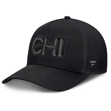 Men's Fanatics Black Chicago Blackhawks Authentic Pro Road Team Code Trucker Adjustable Hat